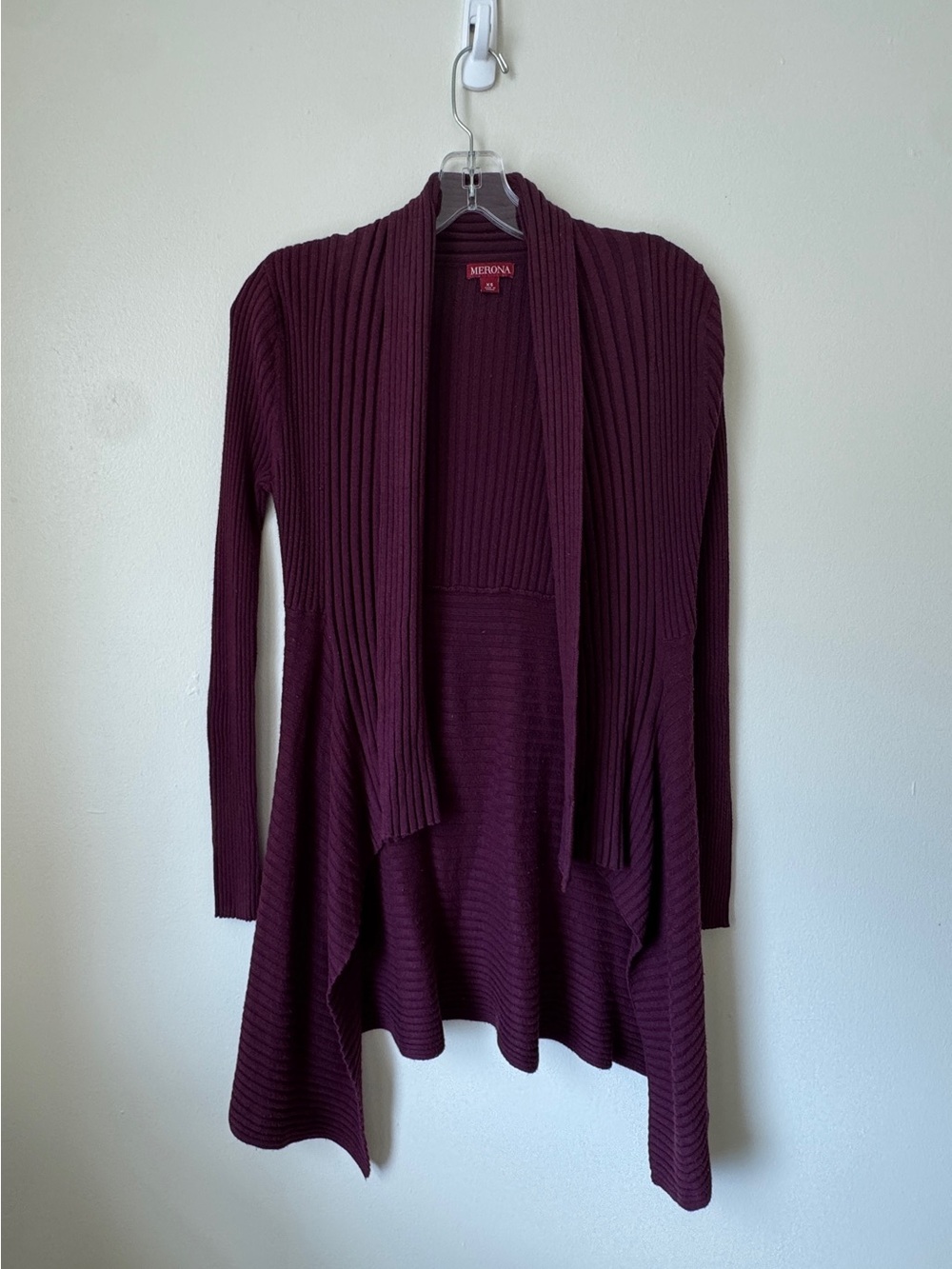 Merona Burgundy Ribbed Open Front Cardigan Sweater XS